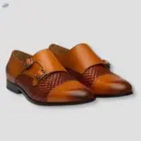 Tan Monk Strap with Woven Texture