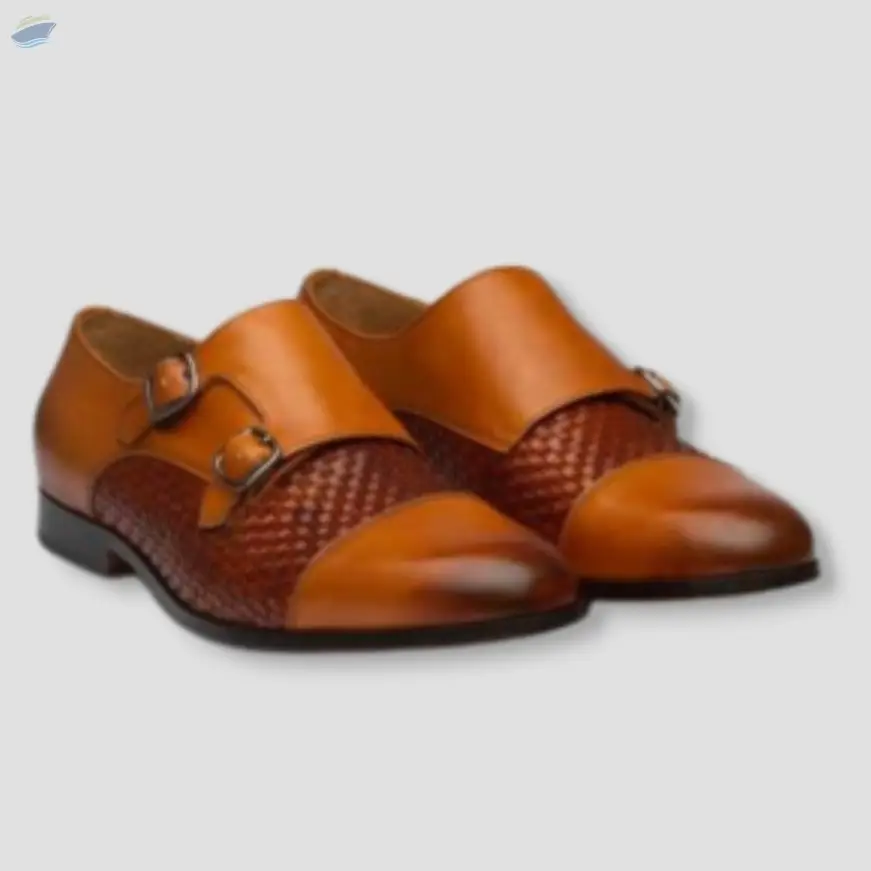 Tan Monk Strap with Woven Texture