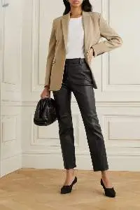Women's Lambskin Straight Mid Waist Pants