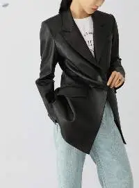 Ruffled Waist Small Silhouette Leather Suit