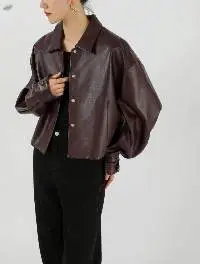 Women's Long Sleeve Leather Jacket