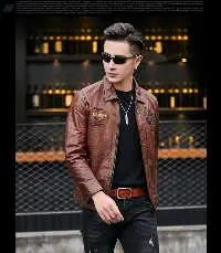Men's Leather Slim Fit Tide Motorcycle Jacket