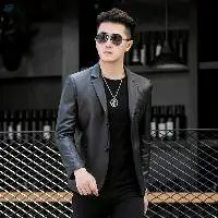 Men's Leather Suit Collar Jacket