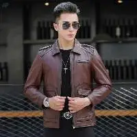 Men's Cowhide Leather Short Motorcycle Jacket