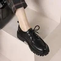 Lace-Up All-Match Thick-Soled Leather Loafers