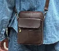 MenÃ¢??s Cowhide Retro Shoulder Mobile Casual Ba