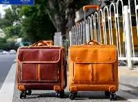 Unisex Business Travel Leather Trolley Suitcase