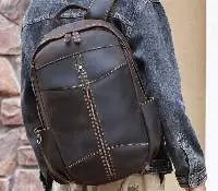 Men's Leather Retro Business Computer Backpack