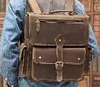 Retro Business Leather Shoulder Computer Bag