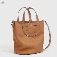 Cowhide Large Capacity Portable Bucket Bag