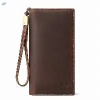 Genuine Leather Men Long Wallet