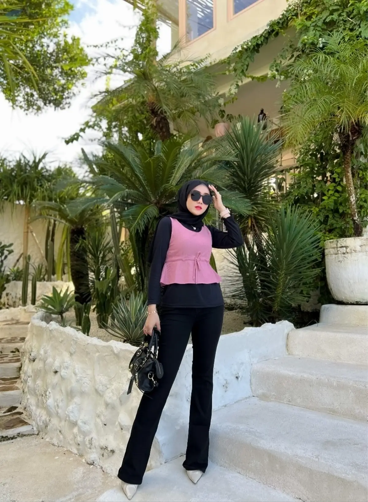 Blouse Waffle Drawstring Vest