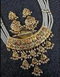 Handcrafted Navratan Necklace With Earrings