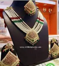 Gold Plated Choker Necklace With Matching Tikka