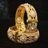 24kt Gold polished White Jadau Bangles