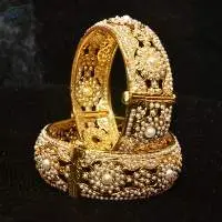 24kt Gold polished White Jadau Bangles