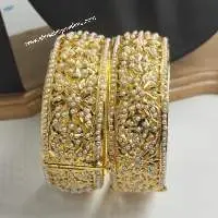Gold Plated Jadau Openable Kada/Bangles