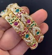 Real Gold Look Punjabi Jadau Openable Bangles