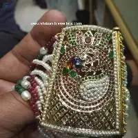 Gold look Punjabi Jadau Cuff Peacock Style