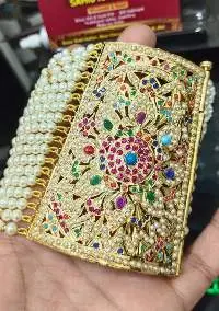 Gold Plated Navratan Jadau Handcuffs