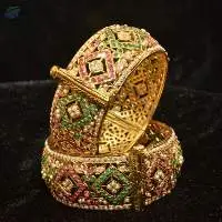 Traditional Punjabi Jadau Rubby Green Bangles
