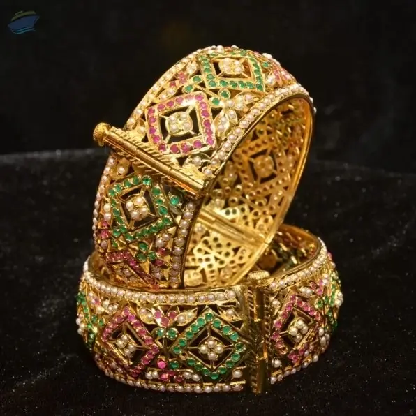Traditional Punjabi Jadau Rubby Green Bangles