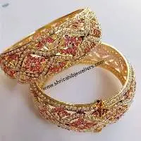 Gold Plated Ruby White Kade/Bangles