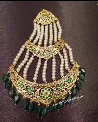 Gold Plated Hyderabadi Green Jhumar Passa