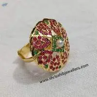 Orignal Look Ruby Green Jadau Ring