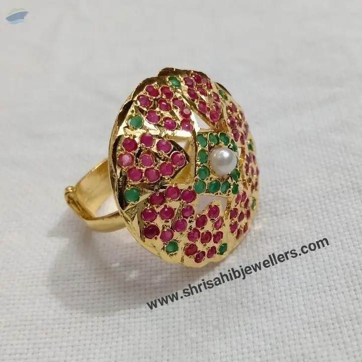Orignal Look Ruby Green Jadau Ring