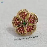Ruby Green Jadau Party Wear Rings