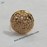 Gold Plated Laminated Pearl Jadau Ring