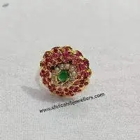 Round shape Ruby Green Jadau Rings