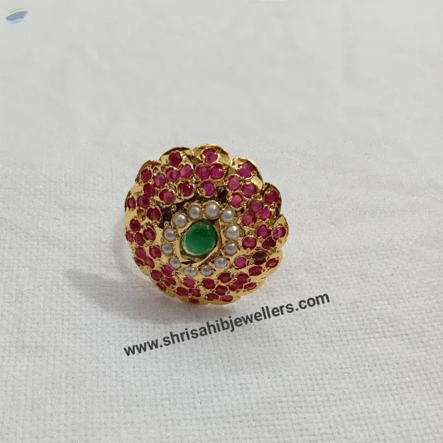 Round shape Ruby Green Jadau Rings