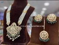 Traditional Look Green White Jadau Rani Har