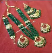 Gold Plated Traditional Jadau Green Rani Har