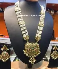 Gold Plated Navratan Long Jadau Rani Har