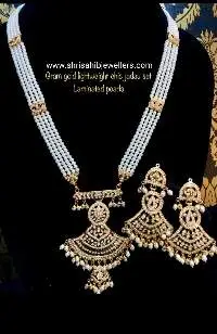 Gold Laminated Pearl Jadau Rani Har