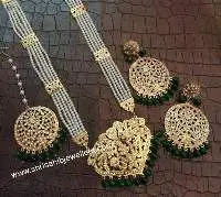 Gold Plated Green Pearl Punjabi Jadau Rani Har