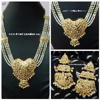 Gold Plated Jadau Rani Har White