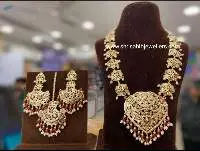 Punjabi Jadau Rani Har in Ruby White