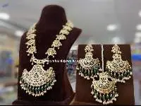 Rani Har in Green White Jadau Jewellery