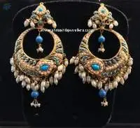 Gold Plated Hand Work Firoza Earring