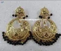 Green White Jadau Earrings