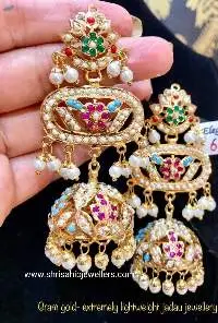 Navratan Punjabi Jadau Earrings With Jumki