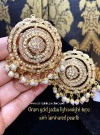 White Pearl Jadau Tops Earrings