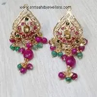 Gold Plated Punjabi Jadau Earrings