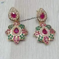 Gold Plated Ruby Green Punjabi Earrings