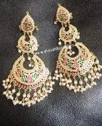 Gold Plated Multi Jadau Long Earrings