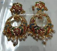 Good Quality Navratan Punjabi Jadau Earrings